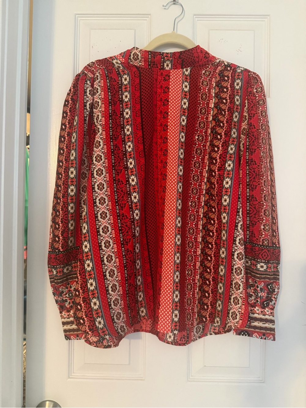 LOFT Red and Black Paisley Print Blouse